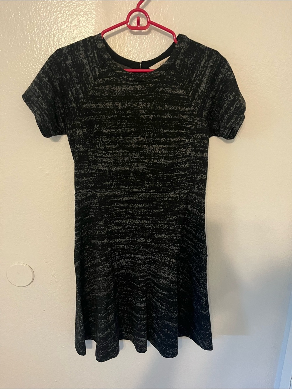 LOFT Black Heather Short Sleeve A-Line Dress